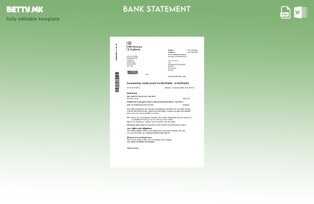 Модерен стил на шаблон за зборови од банкарски извод за приходи и царина на HM